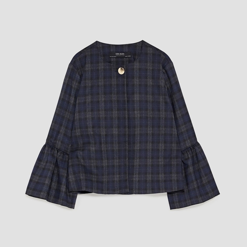 [Zara] NWT Trendy Plaid Bell Sleeve Jacket